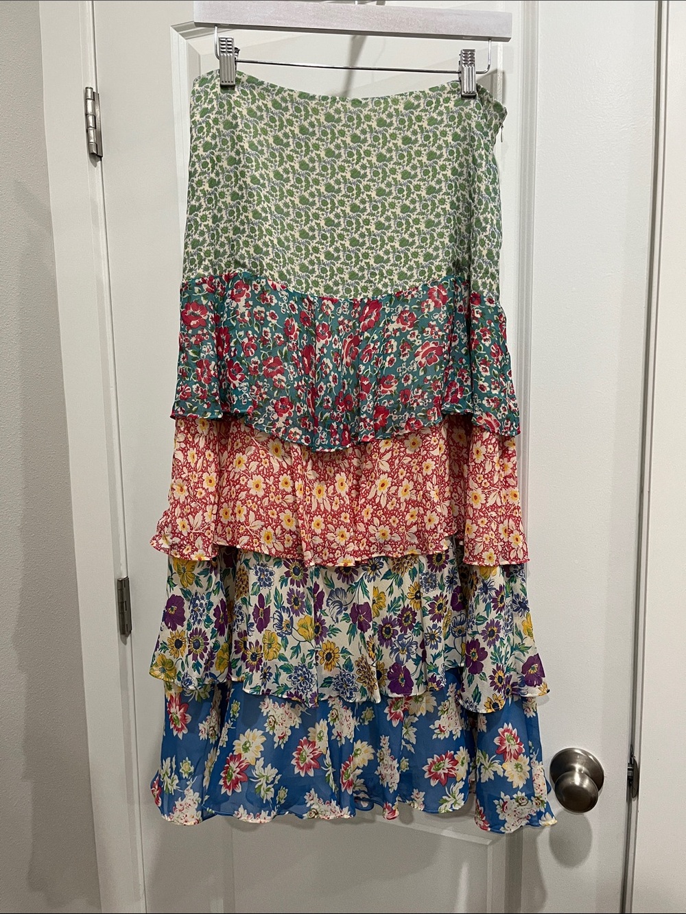 Sundance Boho Floral Tiered Maxi Skirt